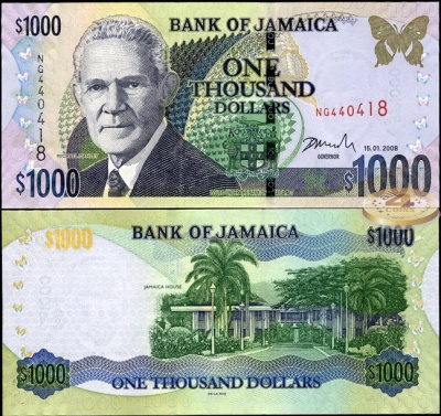Ямайка. 1000 долларов (Unc) 2008