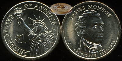 США. 1 доллар. 2008.P (Unc) Джеймс Монро