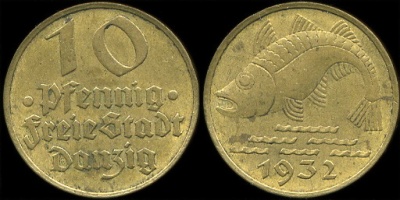 Германия (Данциг). 10 пфеннигов. 1932 (aUnc)