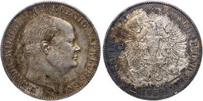 Германия [Пруссия]. Монета 1 союзный талер. 1859.A (AKS.78 / KM#471. XF. Серебро)