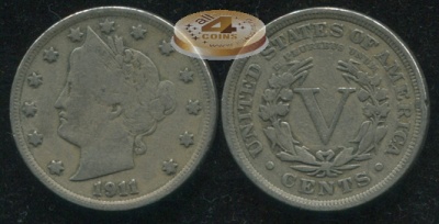 США. 5 центов [Никель]. 1911 (VF)