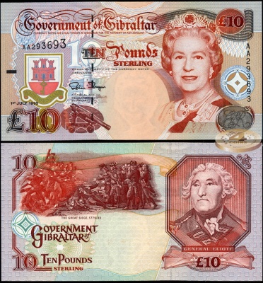 Гибралтар. 10 фунтов (Unc) 1995