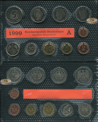 Германия (ФРГ). Официальный набор (Unc. 10 монет) 1999.A