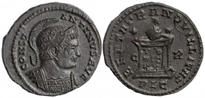 Римская империя. Константин I Великий. Æ 3. XF бронза. 322-323 Лугдунум