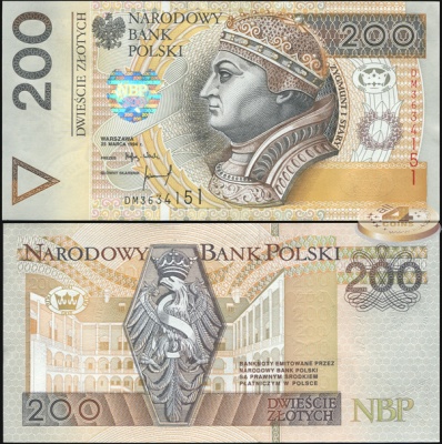 Польша. 200 злотых (Unc) 1995