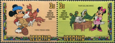 Лесото. 1982. Дисней. Двенадцать дней Рождества (Сцепка. MNH OG)