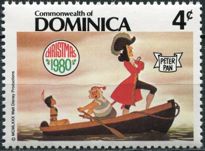 Доминика. 1980. Капитан Крюк и пират Сми похищают Тайгер Лили (Почтовая марка. MNH OG)
