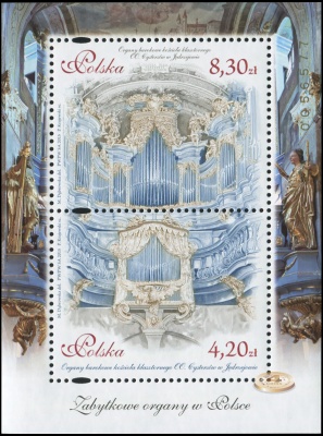 Польша. 2015. Исторические орга́ны в Польше (Блок. MNH OG)