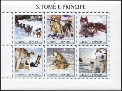 Сан-Томе и Принсипи. 2003. Собачьи упряжки (М.Лист. MNH OG)