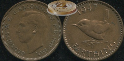 Великобритания. 1 фартинг. 1947. (XF)
