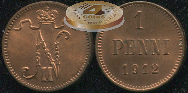 Финляндия (Российская). 1 пенни. 1912 (Unc)