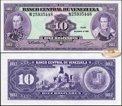 Венесуэла. 10 боливаров (Unc) 1992