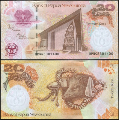 Папуа Новая Гвинея. Банкнота 20 кина. 2008(2009). Unc. Бумага. Кат.# P.36a