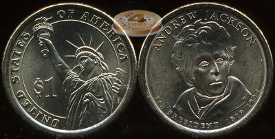 США. Монета 1 доллар. 2008.D (KM#428. Unc) Эндрю Джексон [7-й президент]