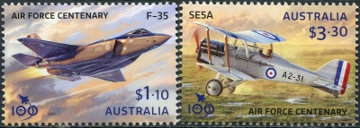 Австралия. 2021. 100-летие Королевских ВВС Австралии  (Серия Почтовых марок. MNH OG)