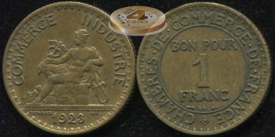Франция. 1 франк. 1923 (aUnc)