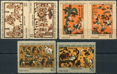 Вьетнам. 1972. Цветные гравюры на дереве из деревни Донг Хо (II) (Серия. MNH OG)