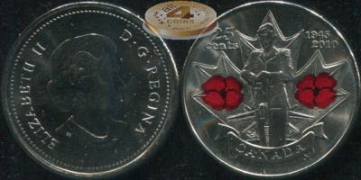 Канада. 25 центов. 2010 (Unc. Эмаль)