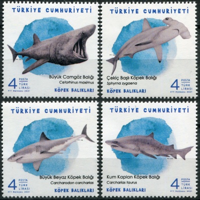 Турция. 2021. Акулы (Серия Почтовых марок. MNH OG)