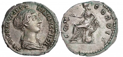 Римская империя. Фаустина Младшая. Денарий. XF серебро. 147-161