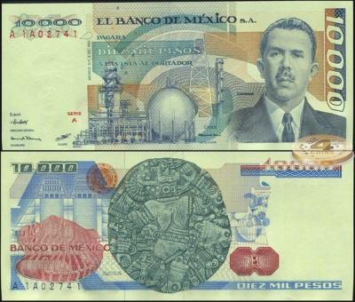 Мексика. 10000 песо (Unc) 1981