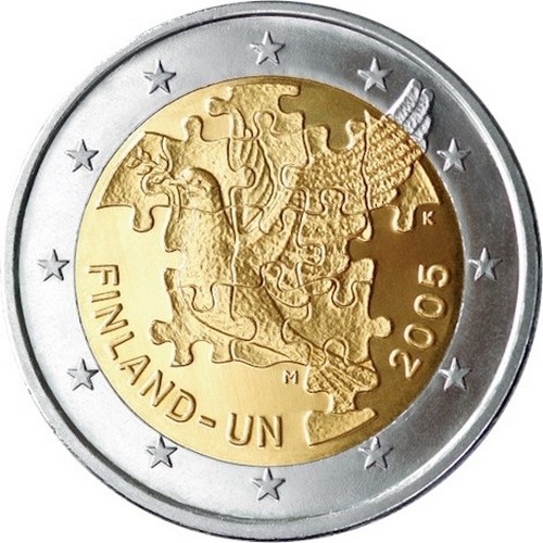 Финляндия. 2 евро. 2005 (Unc. Биметалл) 60 лет ООН
