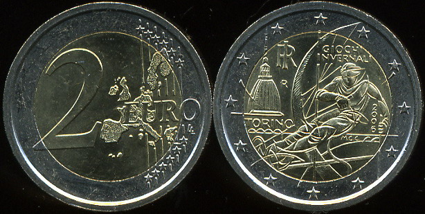 Италия. 2 евро. 2006 (Unc. Биметалл) Олимпиада в Турине