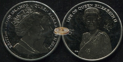 Британские Виргинские о-ва. Монета 1 доллар. 2012 (KM#NL. Unc) Жизнь королевы Елизаветы II