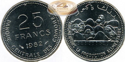 Коморские острова. 25 франков. 1982 (Unc)
