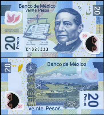 Мексика. 20 песо (Unc. Пластик) 2006