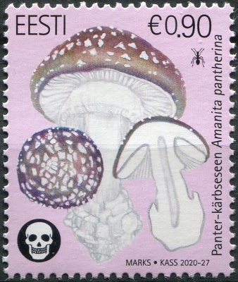 Эстония. 2020. Мухомор пантерный (Amanita pantherina) (Почтовая марка. MNH OG)