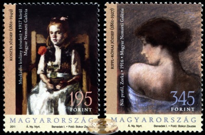 Венгрия. 2011. 150 лет со дня рождения Йожефа Рипль-Ронаи и Йожефа Кошты (Серия. MNH OG)