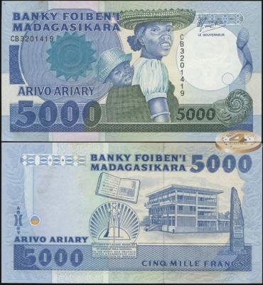 Мадагаскар. 5000 франков (Unc) 1988