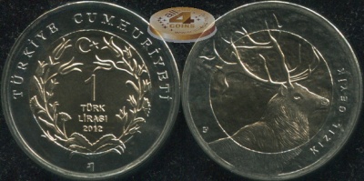 Турция. 1 лира. 2012 (Unc. Биметалл)