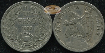 Чили. 1 песо. 1933 (XF)