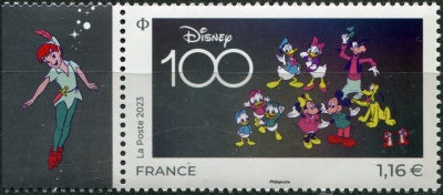 Франция. 2023. 100-летие компании Disney (V) (Почтовая марка. MNH OG)