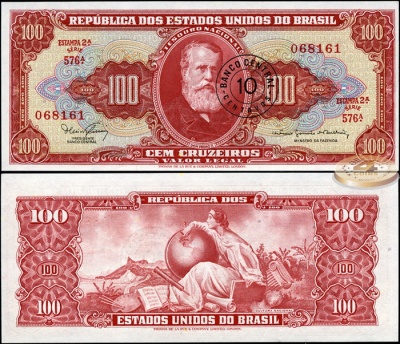 Бразилия. 10 центаво (на 100 крузейро) (Unc) 1966-67