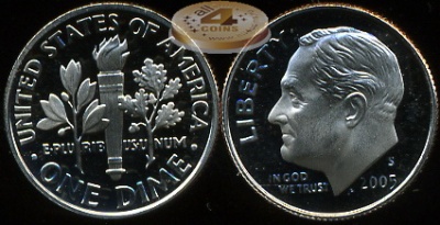 США. 10 центов (Дайм). 2005.S (Proof)