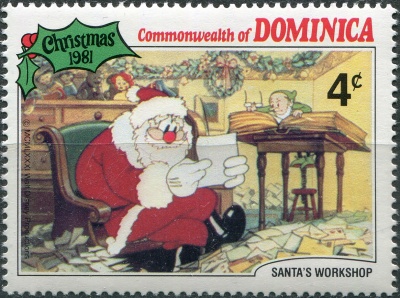Доминика. 1981. Рождественские сцены. Санта Клаус (Почтовая марка. MNH OG)