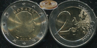 Монако. 2 евро. 2011 (Unc. Биметалл)
