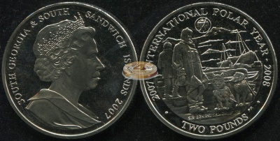 Южная Георгия и Южные Сандвичевы о-ва. 2 фунта. 2007 (Unc)