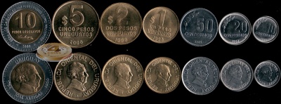 Уругвай. Набор №4 (7 монет. 1 биметалл) 1994-2008