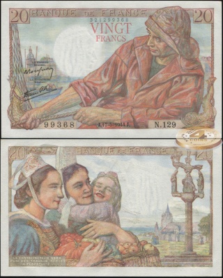Франция. 20 франков (Unc) 1944