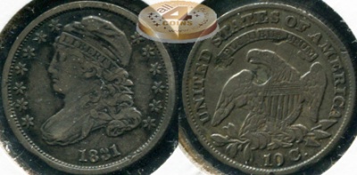 США. 10 центов (Дайм). 1831 (aXF. Серебро)