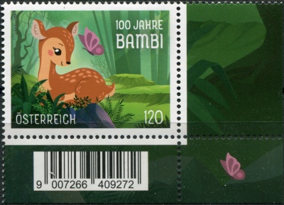 Австрия. 2023. 100-летие Бэмби (IV) (Почтовая марка. MNH OG)