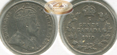 Канада. 5 центов. 1910 (VF. Серебро)