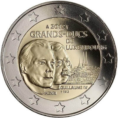 Люксембург. 2 евро. 2012 (Unc. Биметалл) 100 лет со дня смерти герцога Вильгельма IV