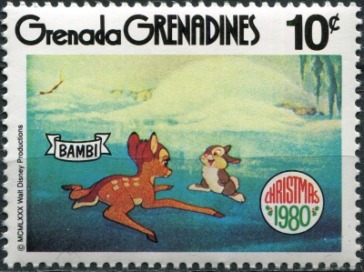 Гренада Гренадины. 1980. Бэмби и Тампер (Почтовая марка. MNH OG)