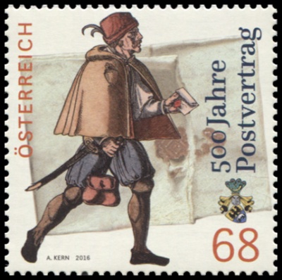 Австрия. 2016. 500 лет Почтовому Договору (Почтовая марка. MNH OG)
