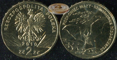 Польша. 2 злотых. 2010 (Unc) Летучая мышь
